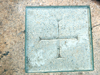 One of the incised crosses in the altar March 2011